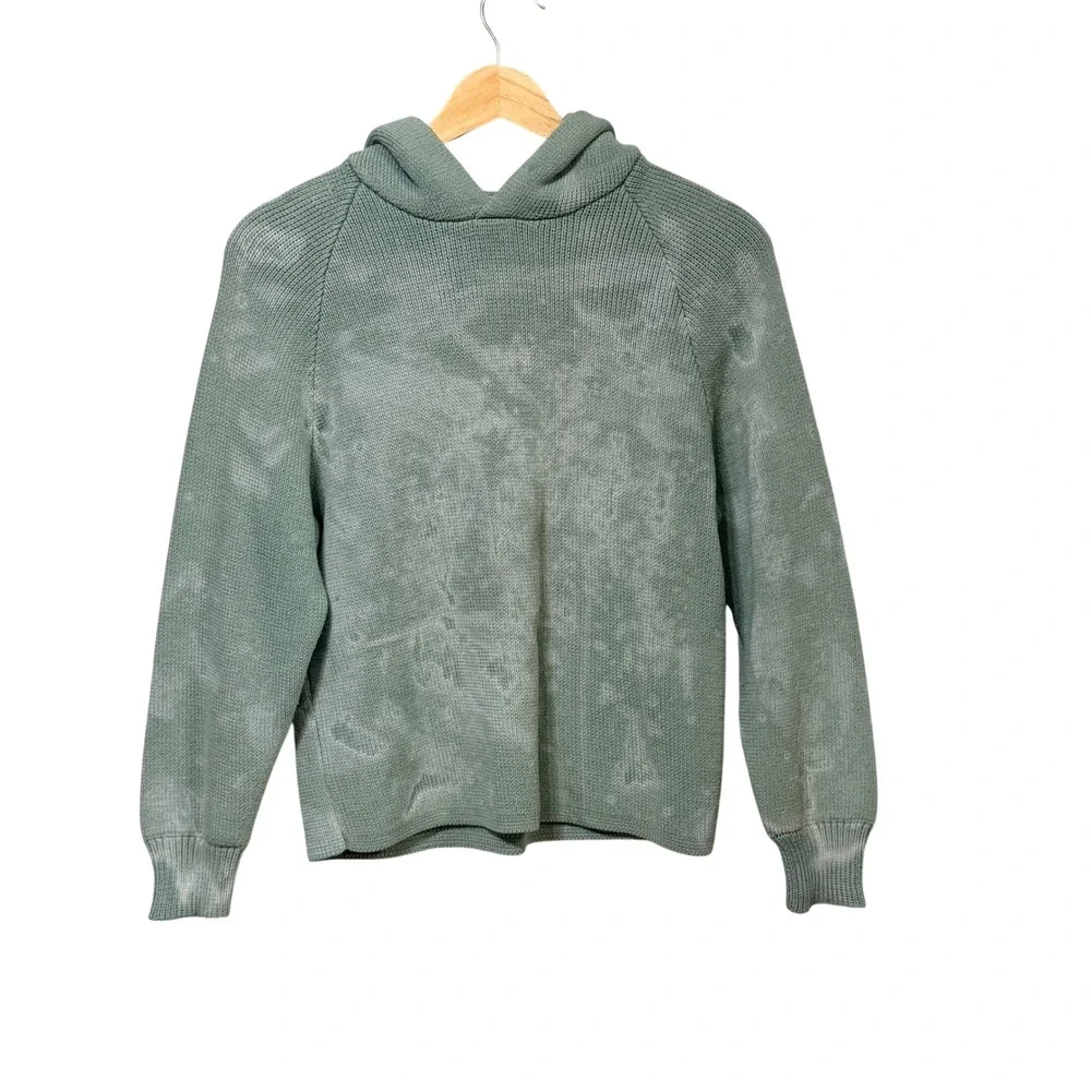 Fear of God Essentials Kids Sage Green Acid Wash Knit Hoodie Sweater 6/7